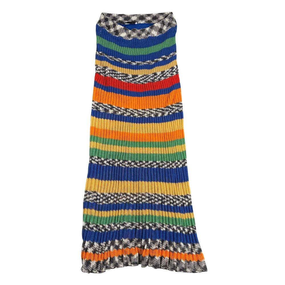 ZARA Multi-Color Crochet Knit Maxi Skirt Medium Boho Eclectic Summer Festival - Picture 2 of 8